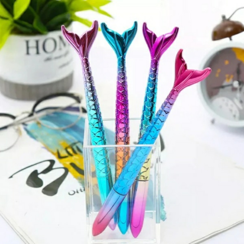 ● Mermaid FishTail Metalic Novelty Pens Set of 2